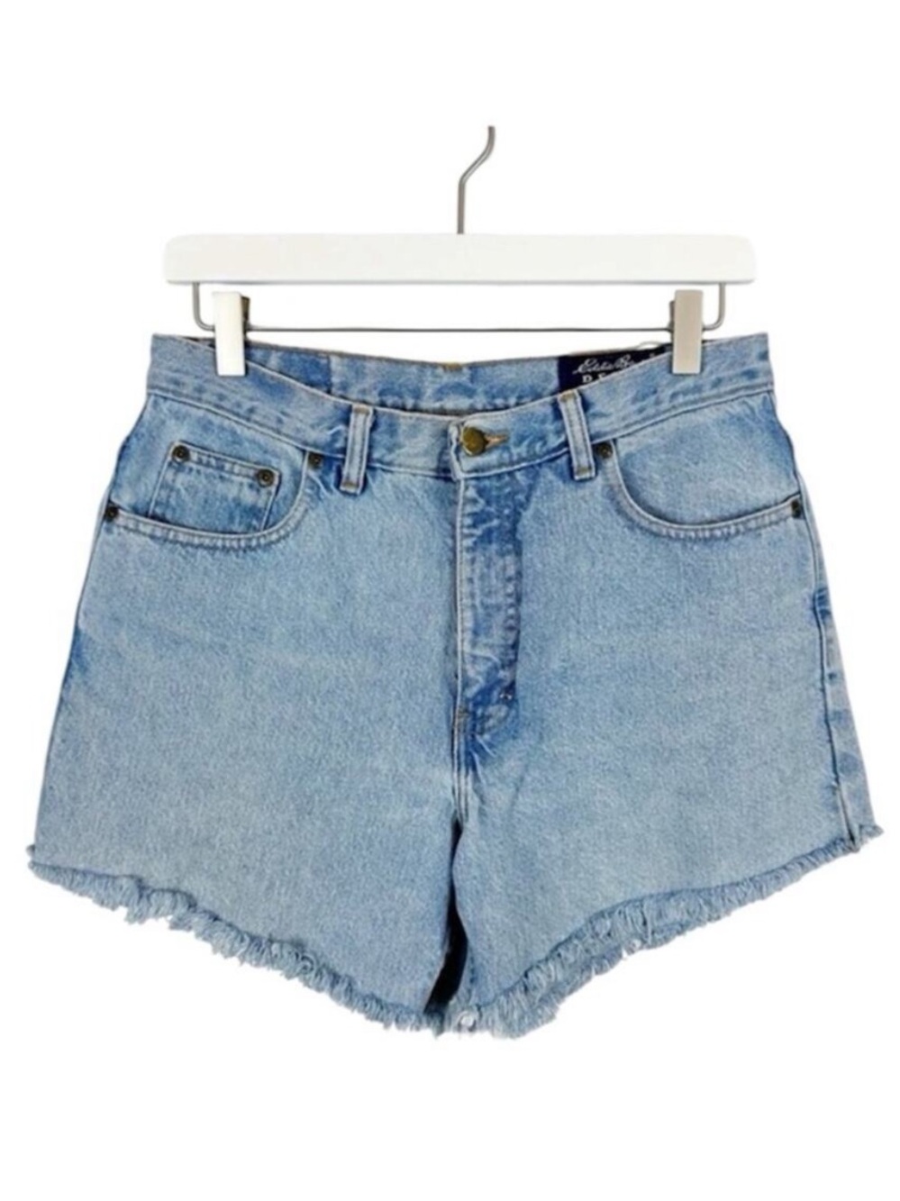 Eddie Bauer Light Blue Denim Frayed Hem Shorts Vintage Size 10